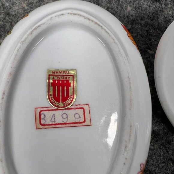 VTG Ardalt Bone China Oval Floral Butterfly Trinket Dish Handle Lid 3499 - Picture 4 of 11